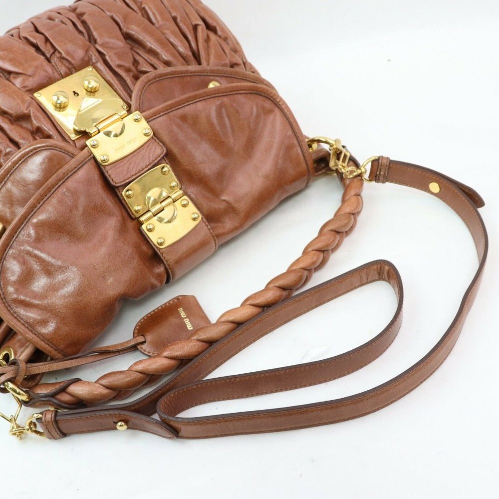MIU MIU BROWN LEATHER SHOULDER BAG - Picture 3 of 8